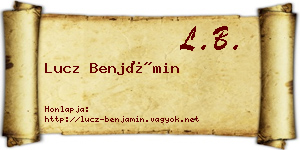 Lucz Benjámin névjegykártya
